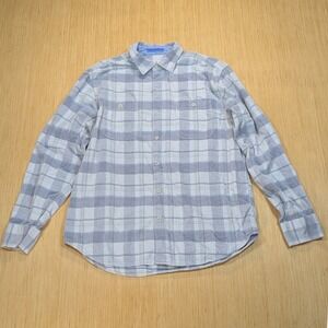 Tommy Bahama Plaid Blue Button Up Shirt Soft‎ Cotton Preppy Casual Men's Large